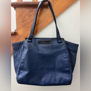 Eliott Lucca Navy Blue Soft Leather Tote Bag